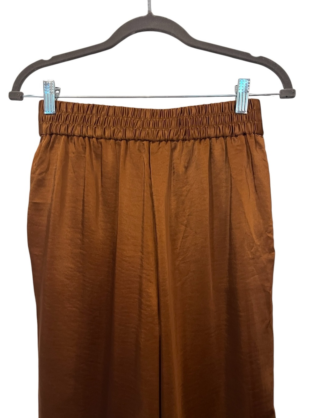 Anthropologie Drew Satin Eva Wide Leg Pant Copper Gold Brown NWT Size XS - Picture 7 of 14